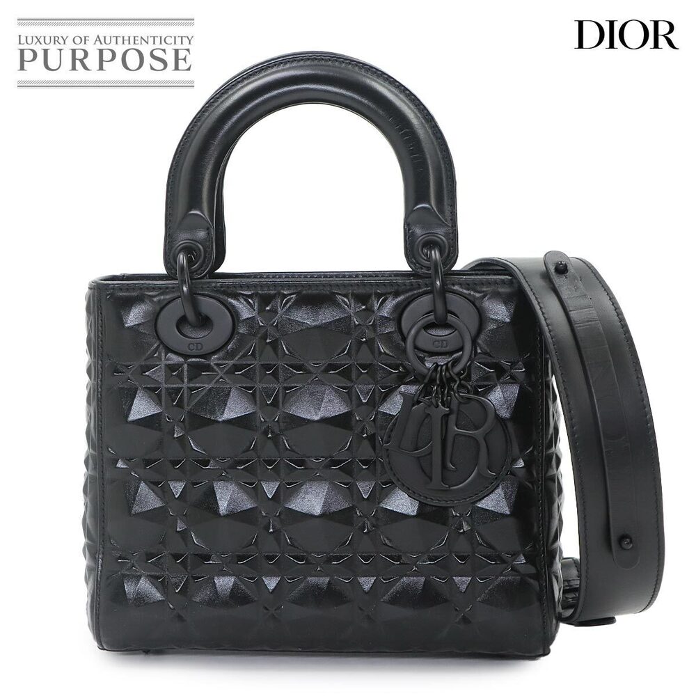 Christian Dior Diamond Cannage My ABCDior Hand Leather Shoulder Bag Black